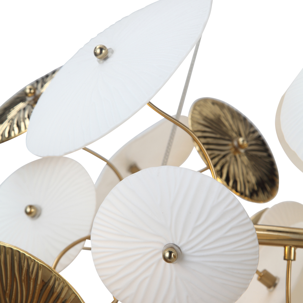 Люстра с белыми и золотистыми цветами Dahlia Flowers Lamp