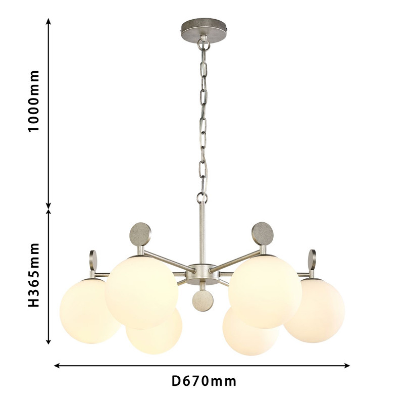 Люстра с белыми круглыми плафонами Glowing Clouds Silver 6 ламп