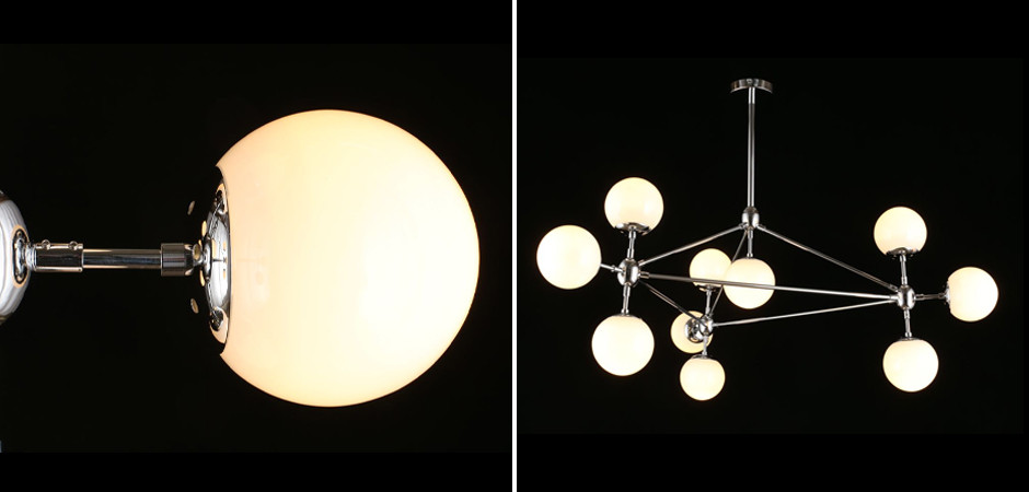 Люстра с белыми плафонами Molecule Chrome