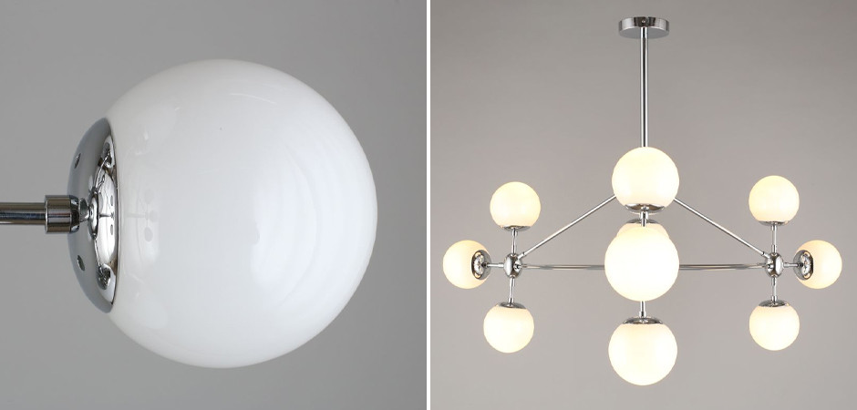 Люстра с белыми плафонами Molecule Chrome