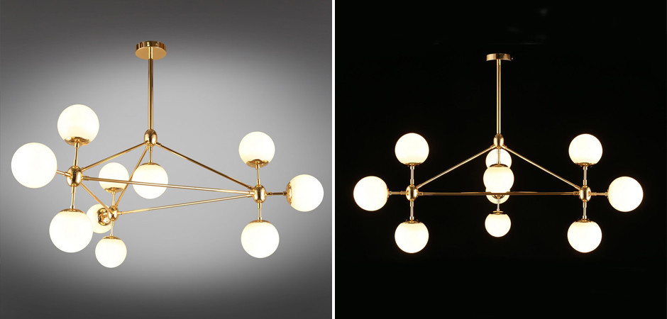 Люстра с белыми плафонами Molecule Gold