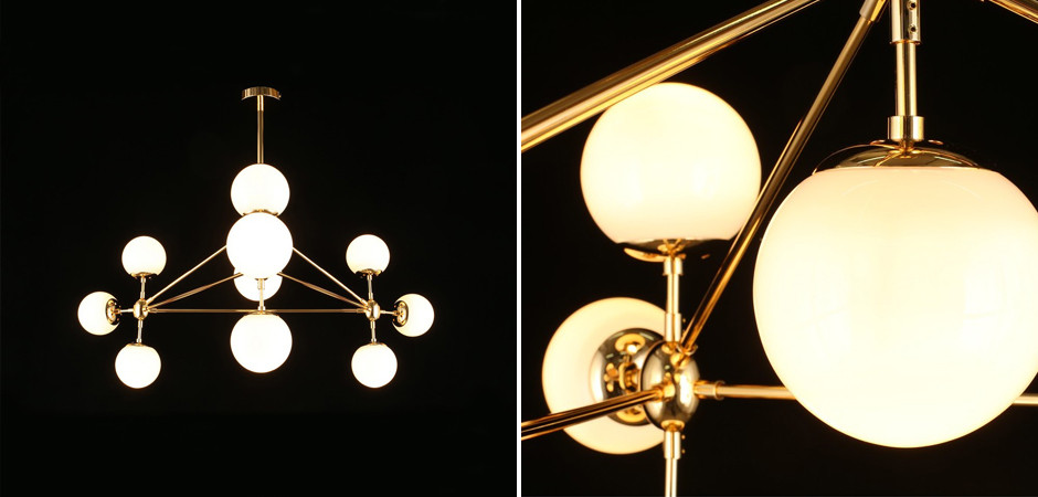 Люстра с белыми плафонами Molecule Gold