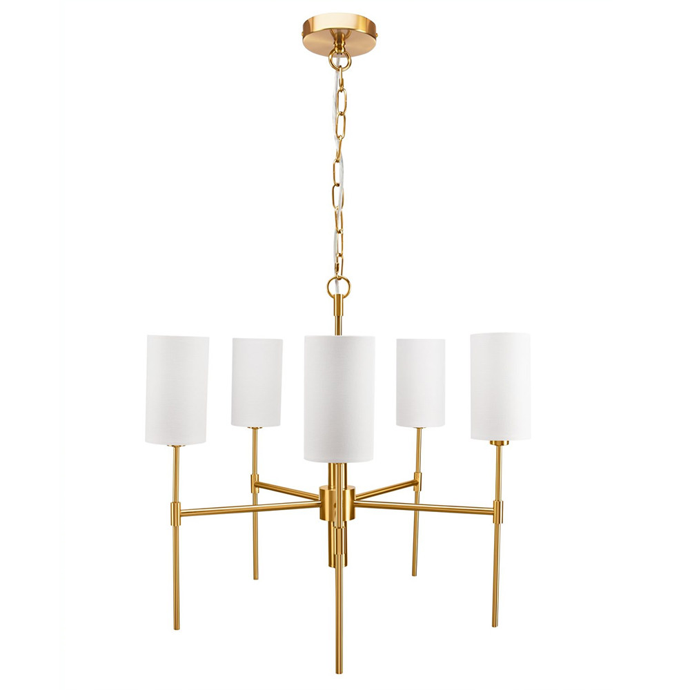 Люстра с белыми плафонами в форме цилиндра и металлическим основанием Nicoleta