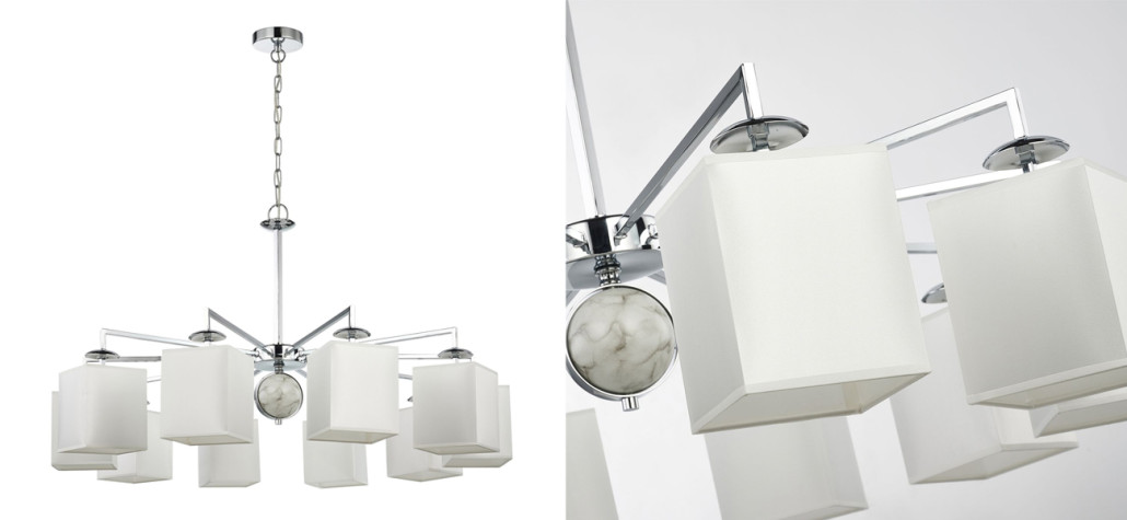 Люстра с белыми плафонами и декором под мрамор QUATRO D100 см