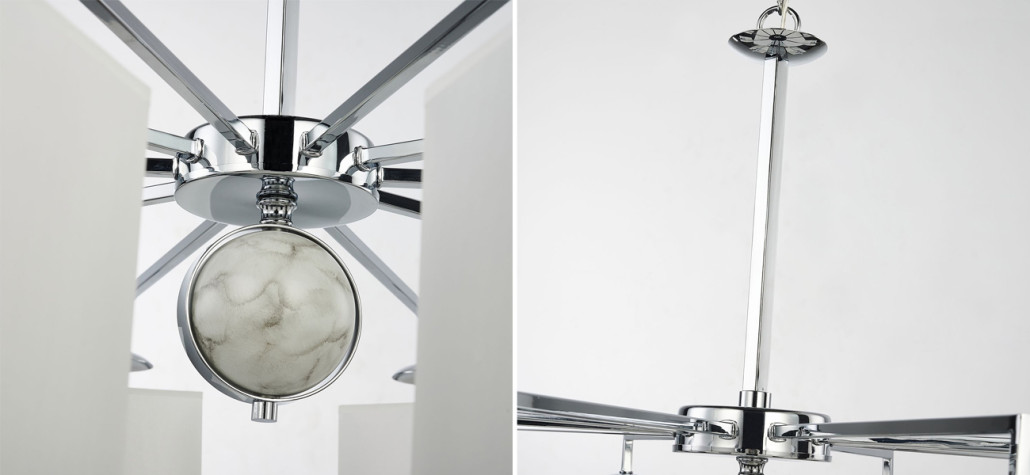 Люстра с белыми плафонами и декором под мрамор QUATRO D100 см