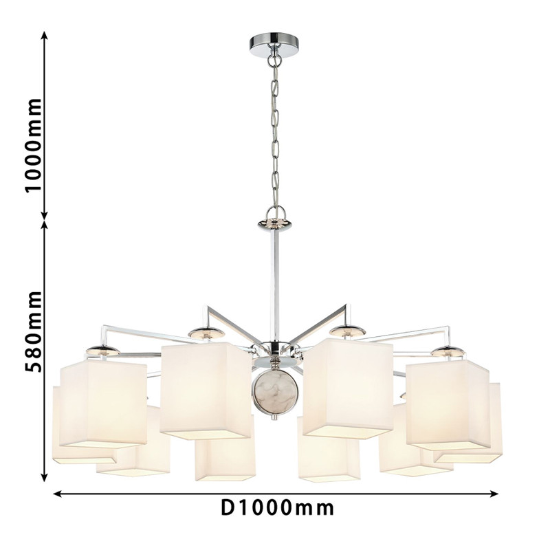 Люстра с белыми плафонами и декором под мрамор QUATRO D100 см