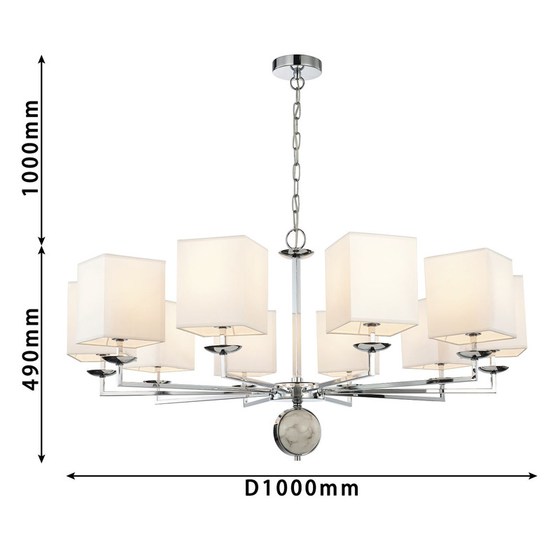 Люстра с белыми плафонами и декором под мрамор QUATRO D100 см