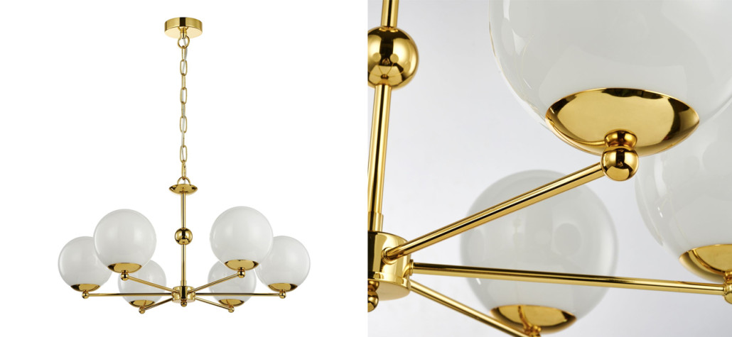 Люстра с белыми плафонами из выдувного стекла Amuse D68 см