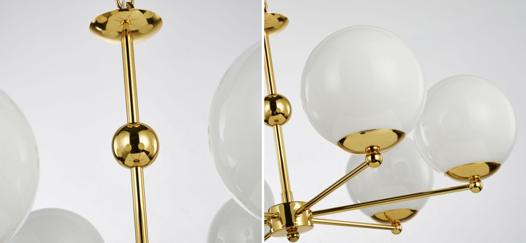 Люстра с белыми плафонами из выдувного стекла Amuse D68 см