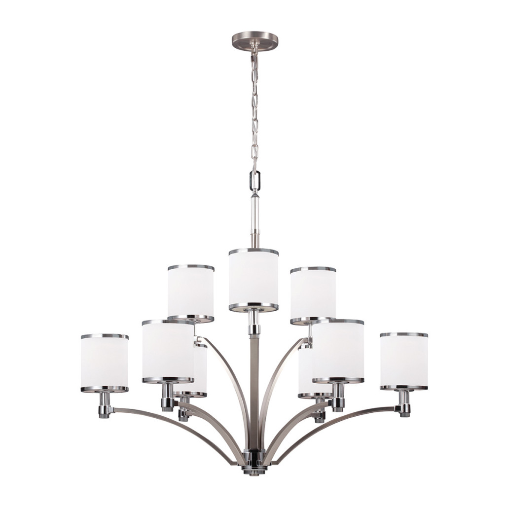 Люстра с белыми стеклянными плафонами в форме цилиндра Feiss