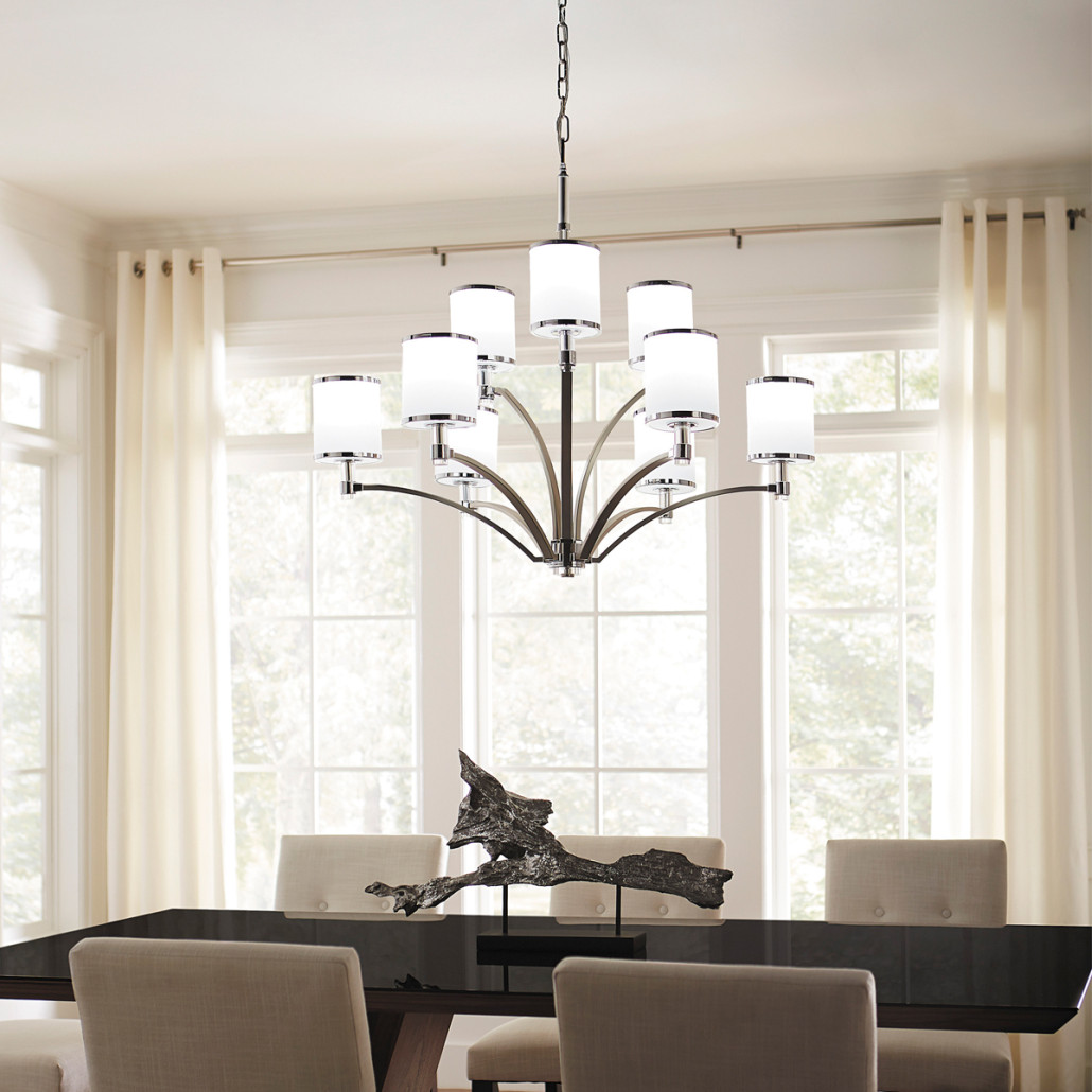 Люстра с белыми стеклянными плафонами в форме цилиндра Feiss