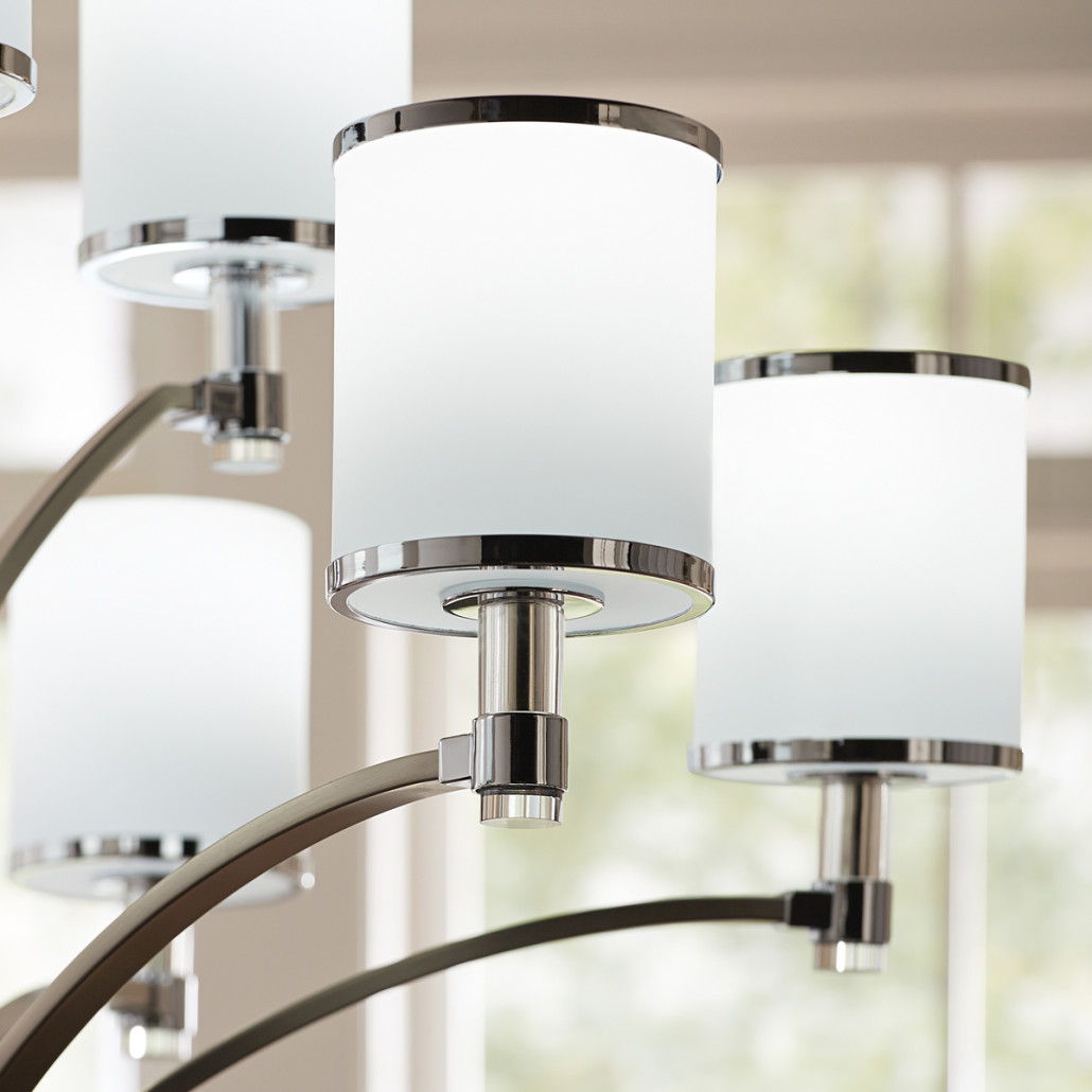 Люстра с белыми стеклянными плафонами в форме цилиндра Feiss