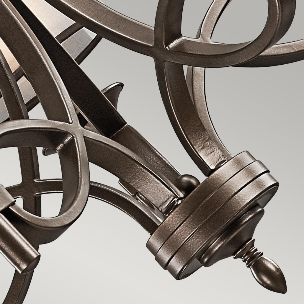 Люстра с белыми тканевыми абажурами в прозрачных стеклянных цилиндрах Kichler