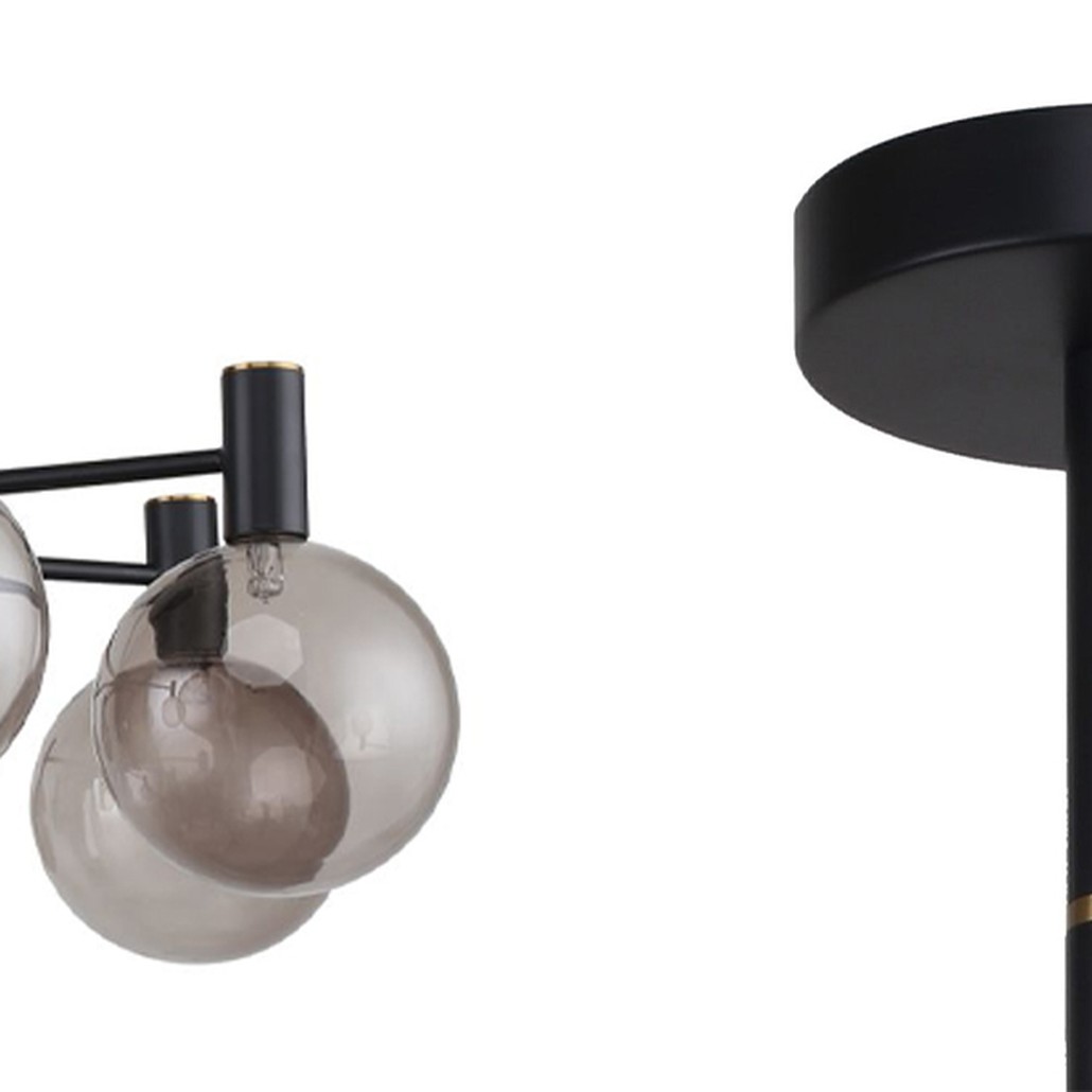 Люстра с выдувными плафонами серого цвета Carmella Globe Black