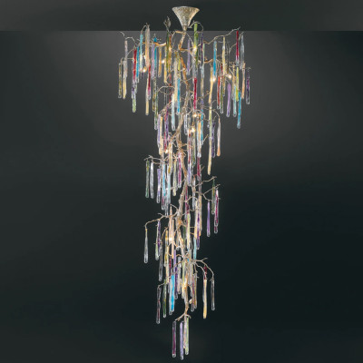 Люстра с голубыми и прозрачными подвесками в форме капель Blue Drop Chandelier