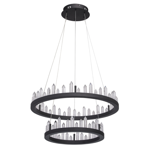 Люстра с двумя кольцами черного цвета с хрустальными элементами QUARTZ CRYSTAL
