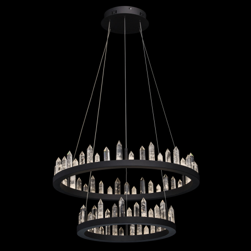 Люстра с двумя кольцами черного цвета с хрустальными элементами QUARTZ CRYSTAL