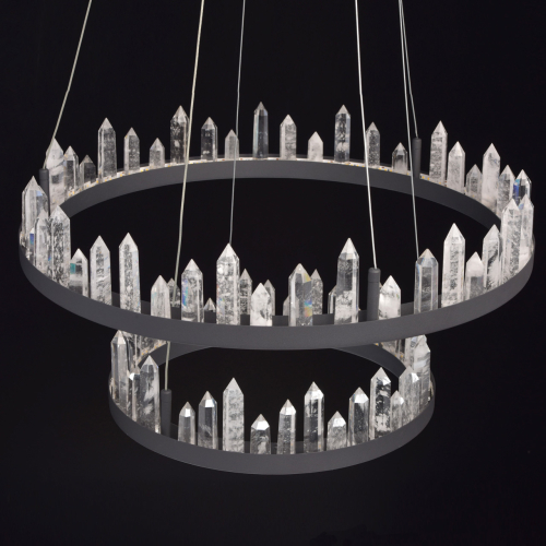 Люстра с двумя кольцами черного цвета с хрустальными элементами QUARTZ CRYSTAL