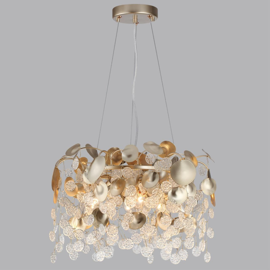 Люстра с декоративными подвесками из прозрачного стекла в форме монеток FAIRYTREE Light