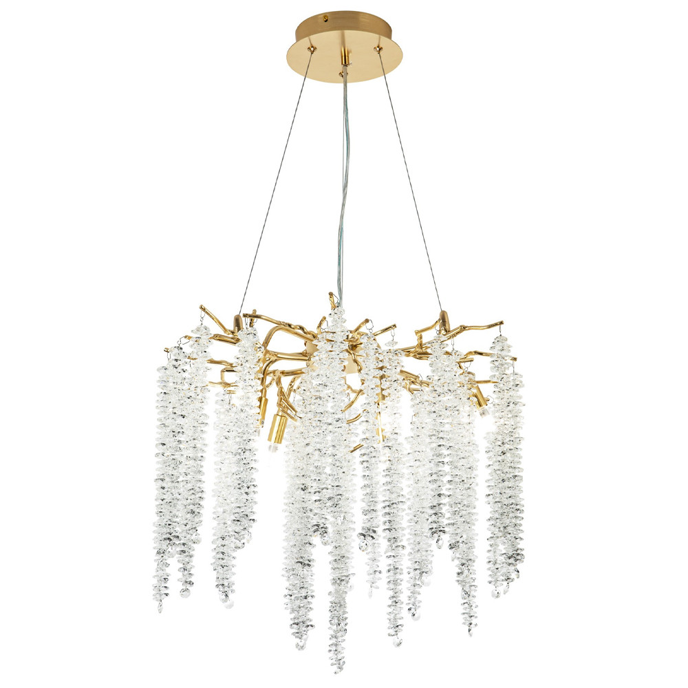 Люстра с декором в виде ветвей с хрустальными подвесками Fairytree Gold Crystal Chandelier 6