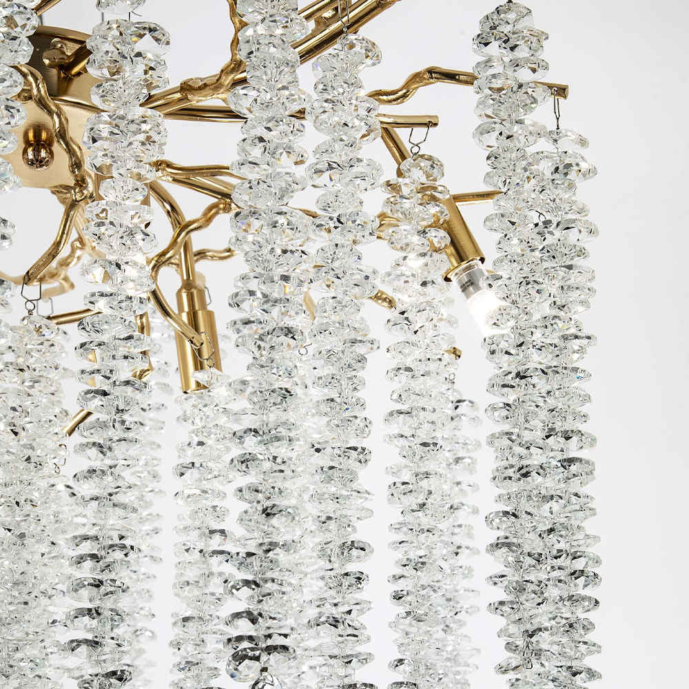 Люстра с декором в виде ветвей с хрустальными подвесками Fairytree Gold Crystal Chandelier 6