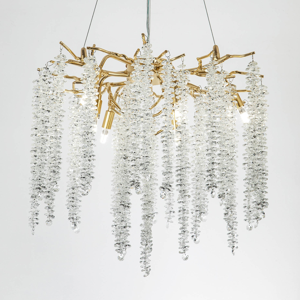 Люстра с декором в виде ветвей с хрустальными подвесками Fairytree Gold Crystal Chandelier 6