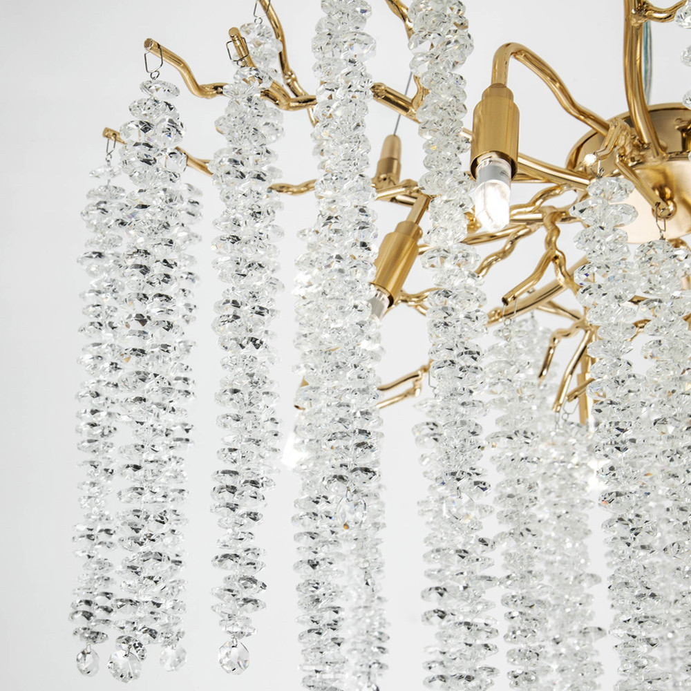 Люстра с декором в виде ветвей с хрустальными подвесками Fairytree Gold Crystal Chandelier 8