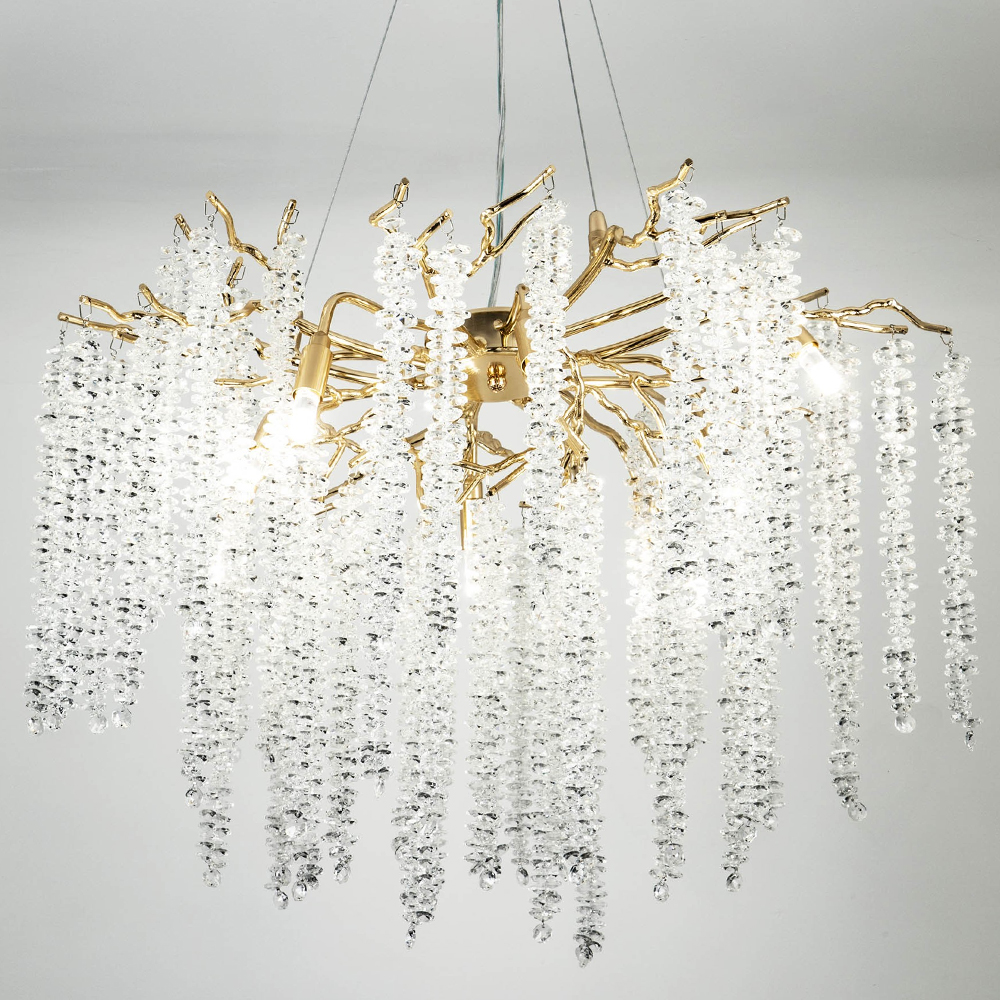 Люстра с декором в виде ветвей с хрустальными подвесками Fairytree Gold Crystal Chandelier 8