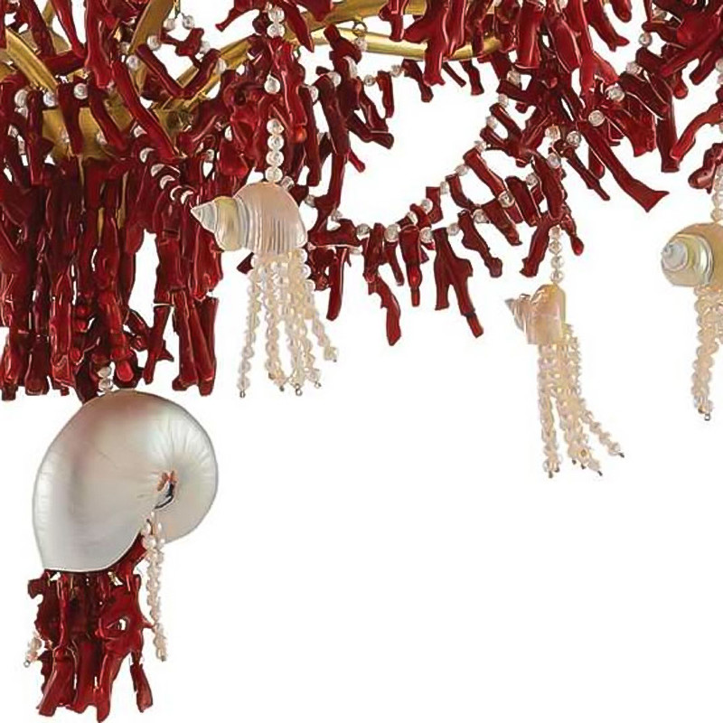 Люстра с декором в виде кораллов и ракушек Corals and Shells Chandelier Red