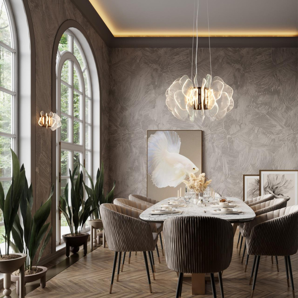 Люстра с декором в виде крупных рельефных лепестков 80 см Ethereal Bloom