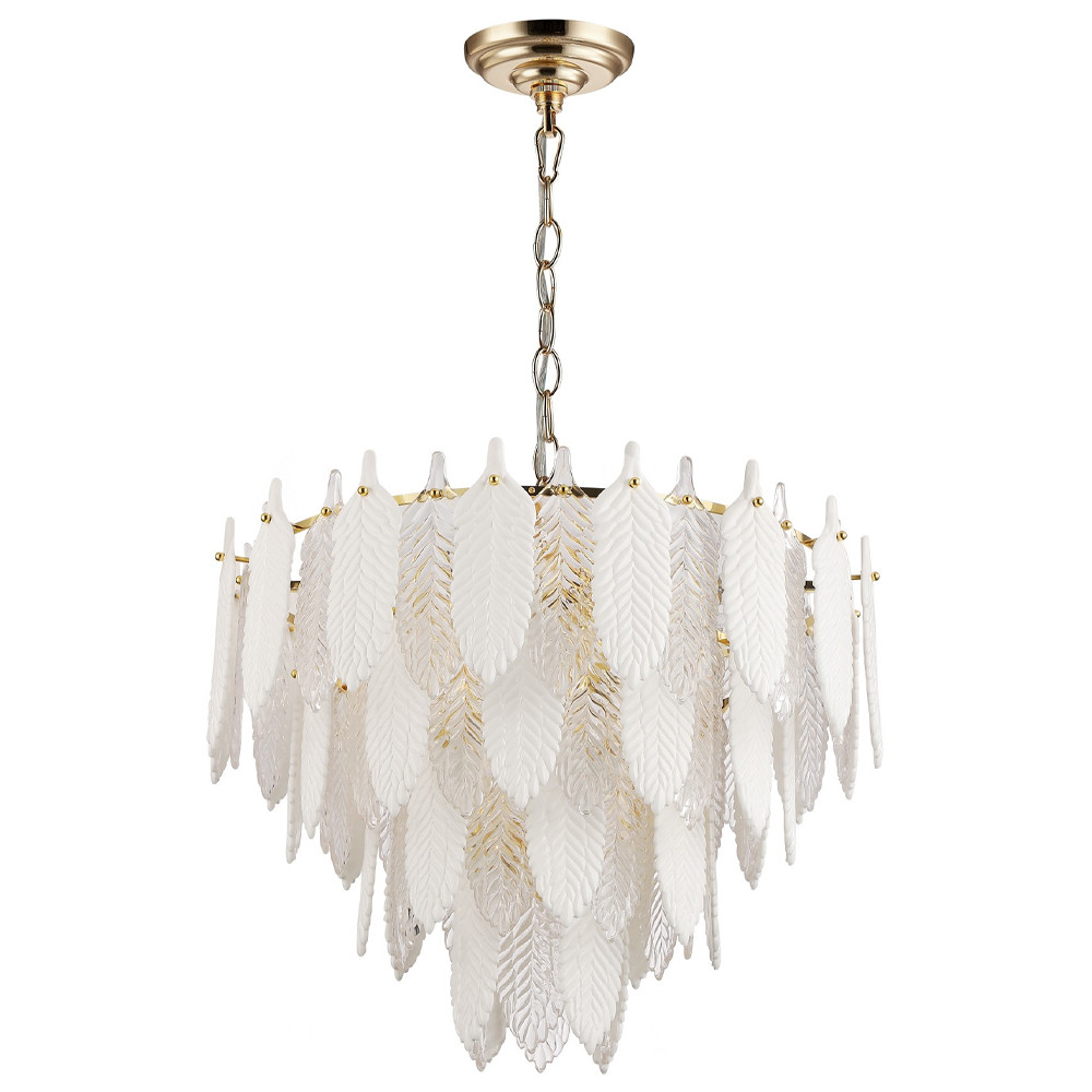 Люстра с декором из рельефного стекла в виде перьев Abelia Feather Chandelier 12