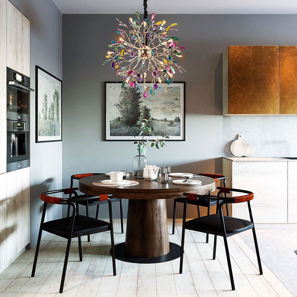 Люстра с декором разноцветный агат Multicolored Agate Chandelier 18