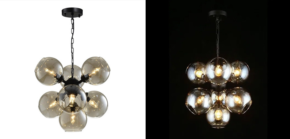Люстра с дымчатым стеклом Bubble Glass Black