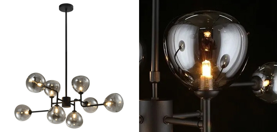 Люстра с дымчатым стеклом Rod&Glass Black