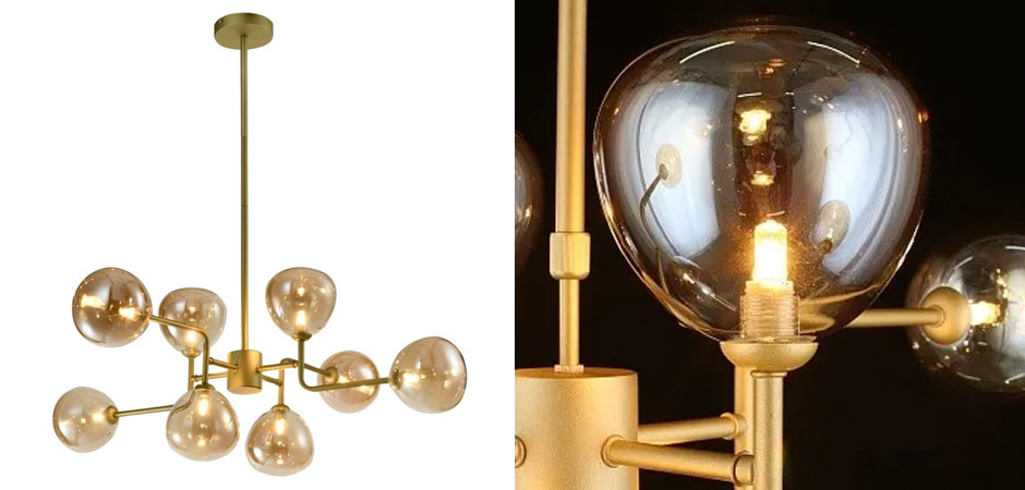 Люстра с дымчатым стеклом Rod&Glass Gold