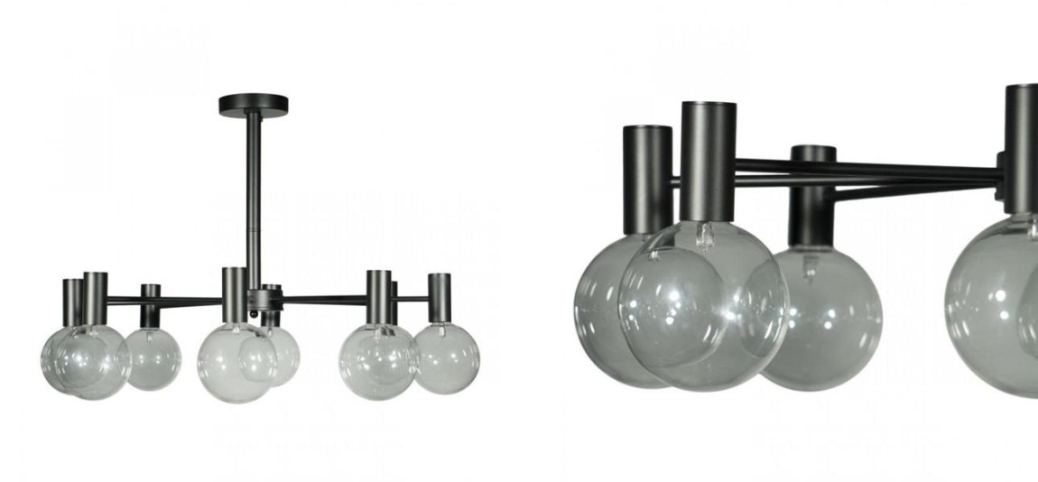 Люстра с дымчатым стеклом Smoke Glass BLACK 8 ламп
