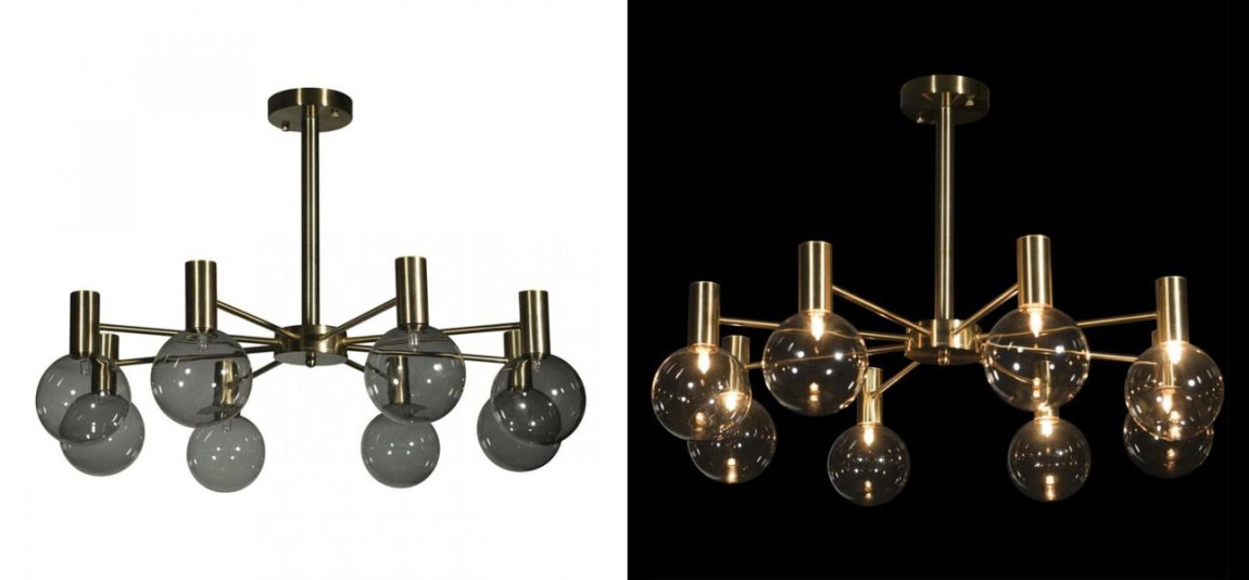 Люстра с дымчатым стеклом Smoke Glass GOLD