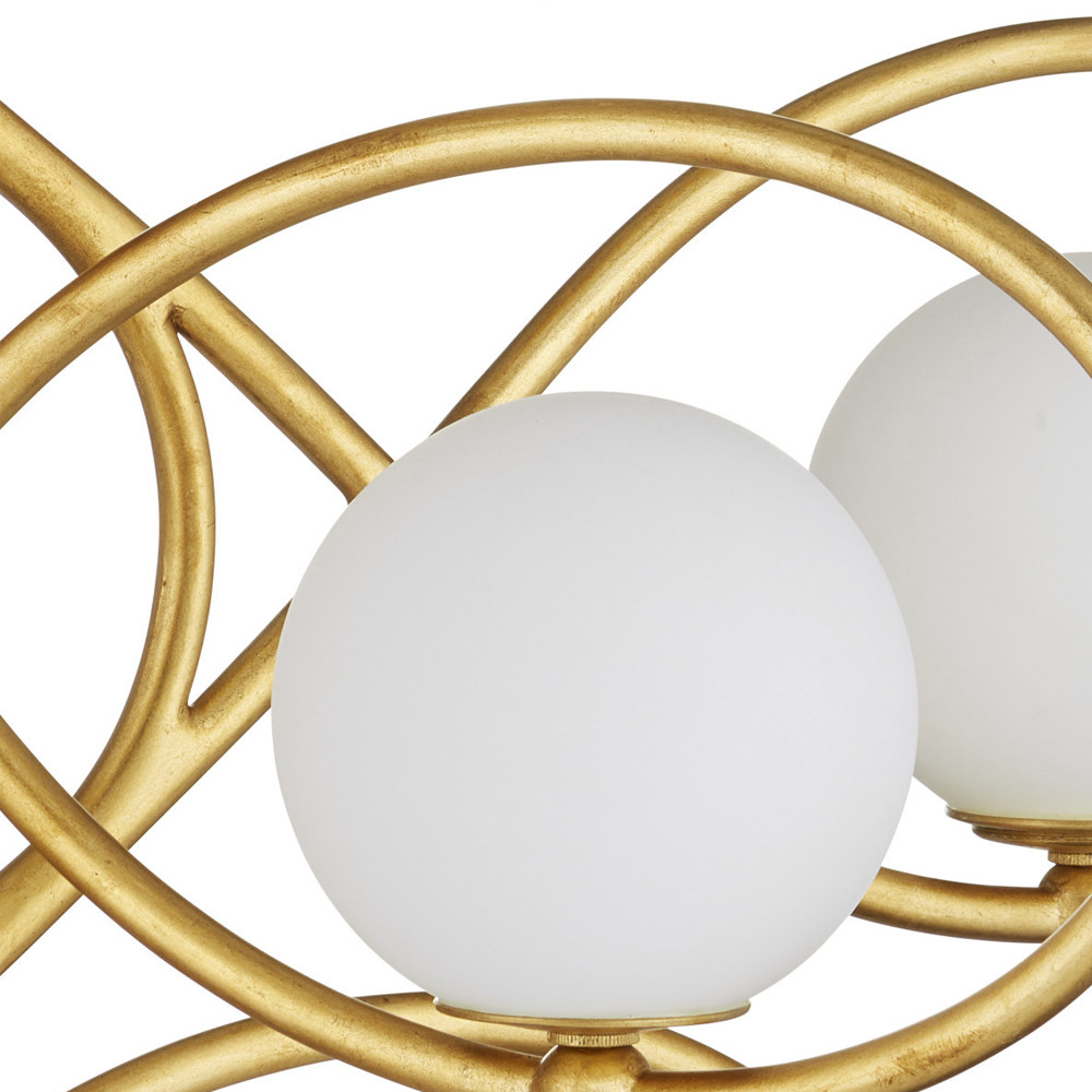 Люстра с закругленным каркасом золотого цвета и белыми плафонами Round Curl