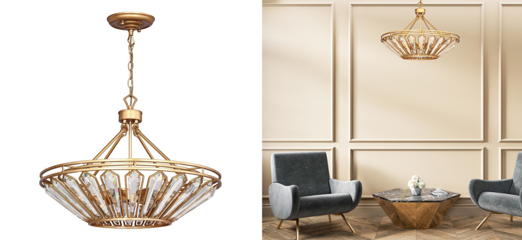 Люстра с золотисто-коричневым каркасом CRYSTAL LIGHT