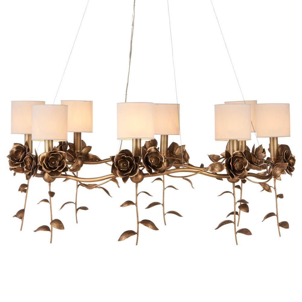 Люстра с каркасом в виде цветков розы и тканевыми абажурами Flowers and Fox Roses