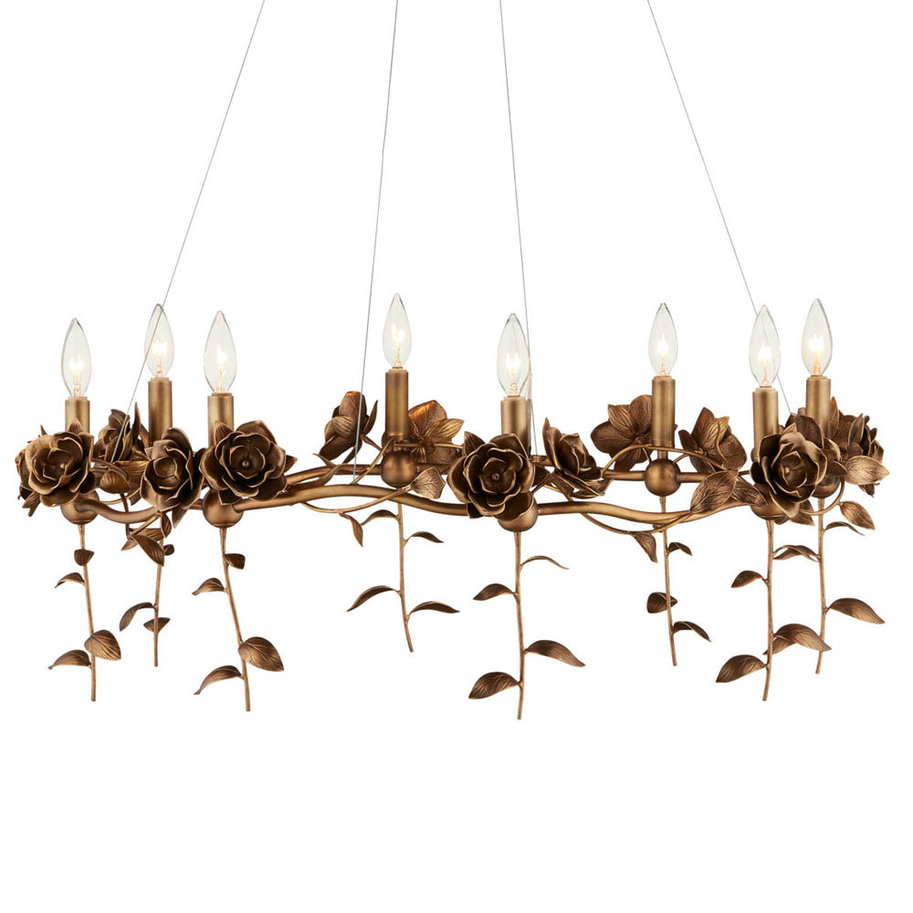Люстра с каркасом в виде цветков розы и тканевыми абажурами Flowers and Fox Roses