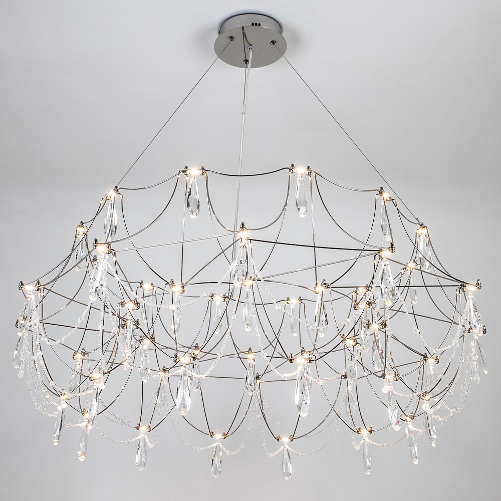 Люстра с каркасом из тонких металлических нитей и хрустальными подвесками Crystal Metal Threads Chandelier 100