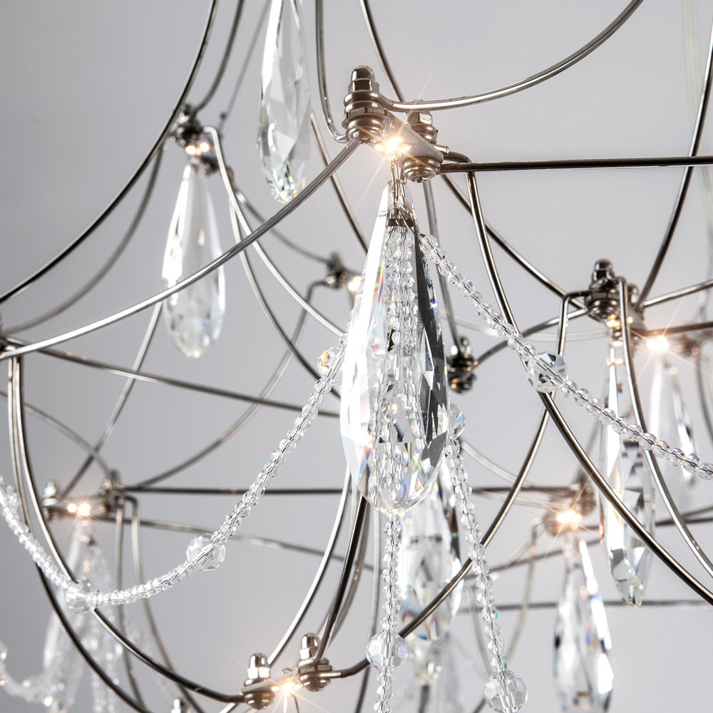 Люстра с каркасом из тонких металлических нитей и хрустальными подвесками Crystal Metal Threads Chandelier 60