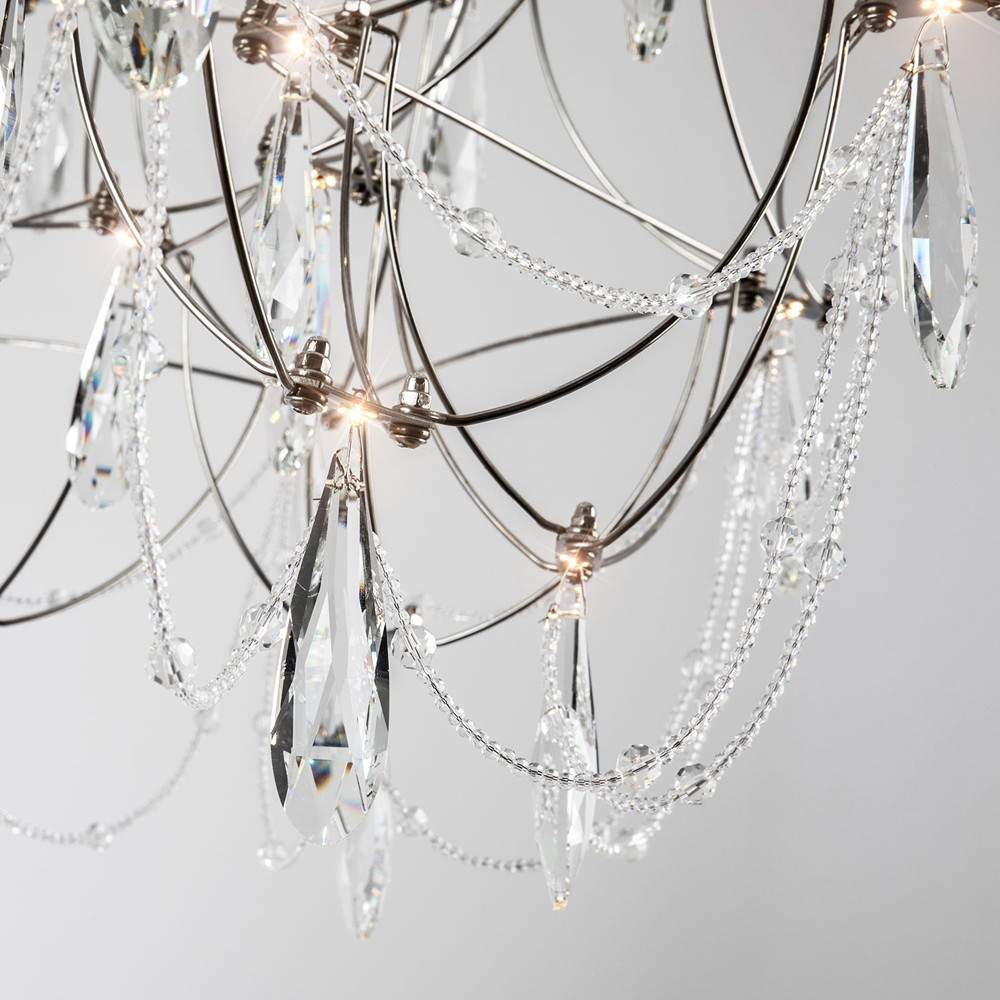 Люстра с каркасом из тонких металлических нитей и хрустальными подвесками Crystal Metal Threads Chandelier 60