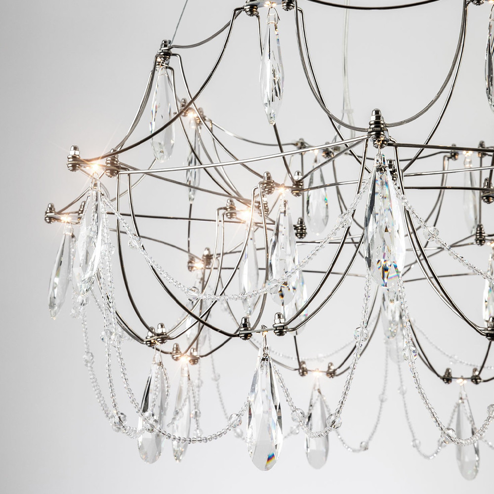 Люстра с каркасом из тонких металлических нитей и хрустальными подвесками Crystal Metal Threads Chandelier 60
