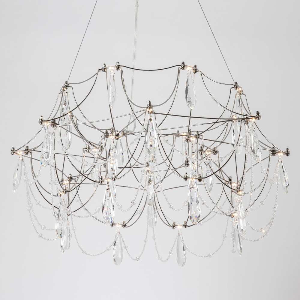 Люстра с каркасом из тонких металлических нитей и хрустальными подвесками Crystal Metal Threads Chandelier 60