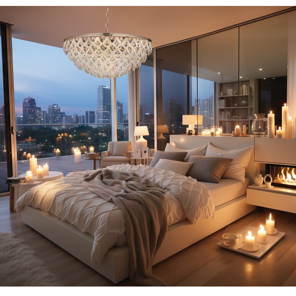 Люстра с каскадом из подвесных прозрачных элементов Attractiveness