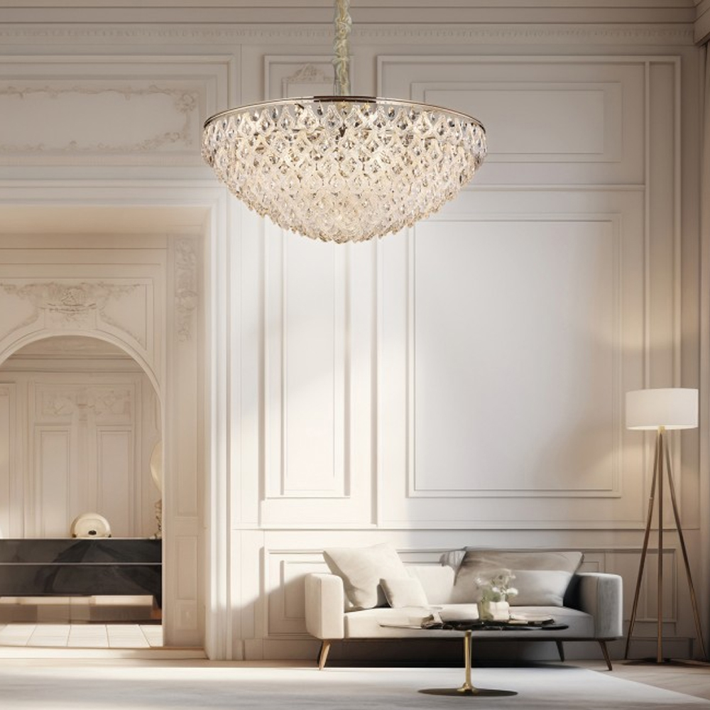 Люстра с каскадом из подвесных прозрачных элементов Attractiveness