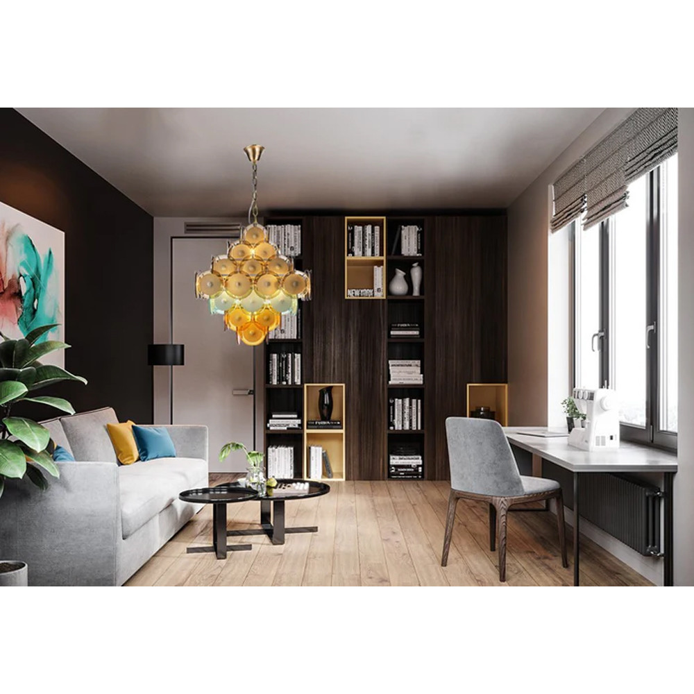 Люстра с каскадом из разноцветных круглых подвесов Key Lustar