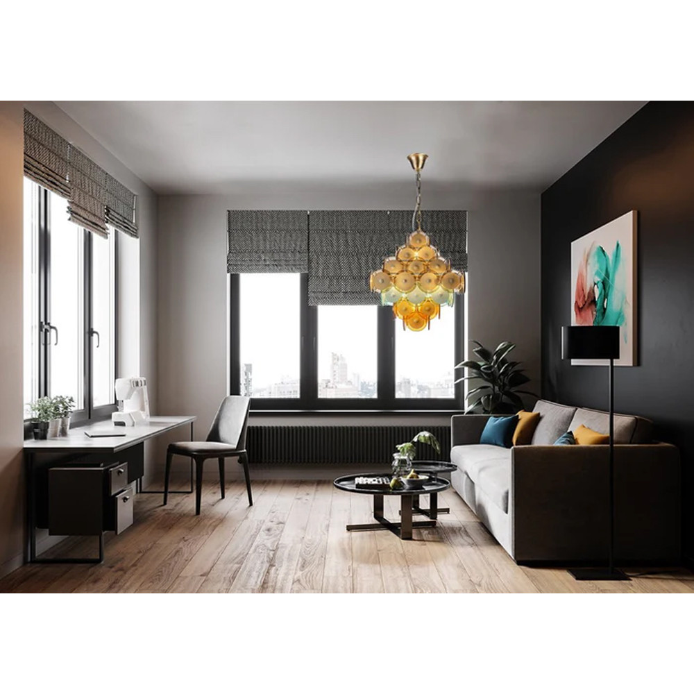 Люстра с каскадом из разноцветных круглых подвесов Key Lustar